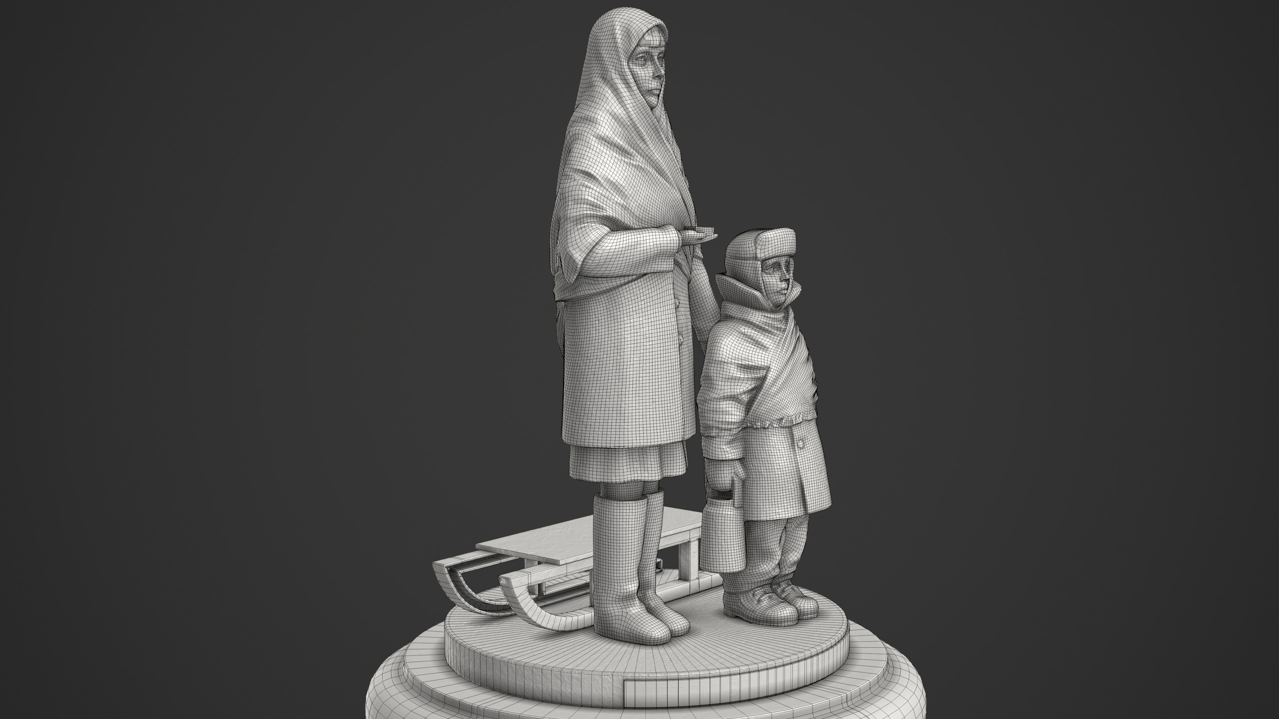 Monument to the Children of War Low-poly 3D model_10