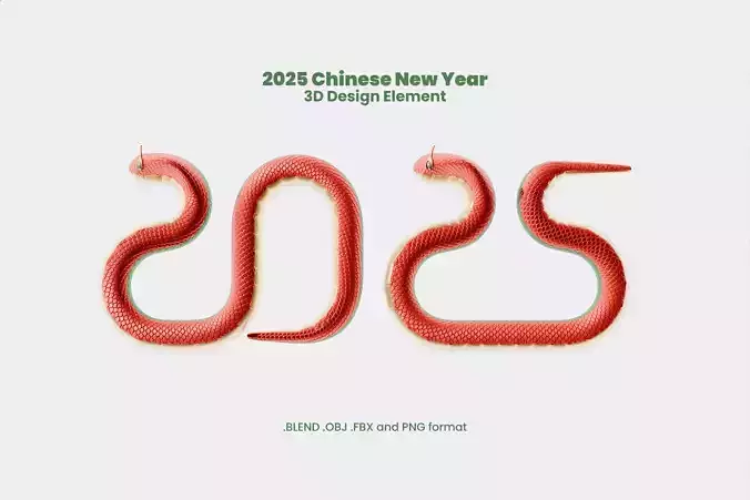 2025 Chinese New Year Of Serpent Top View 3D Render Illustration