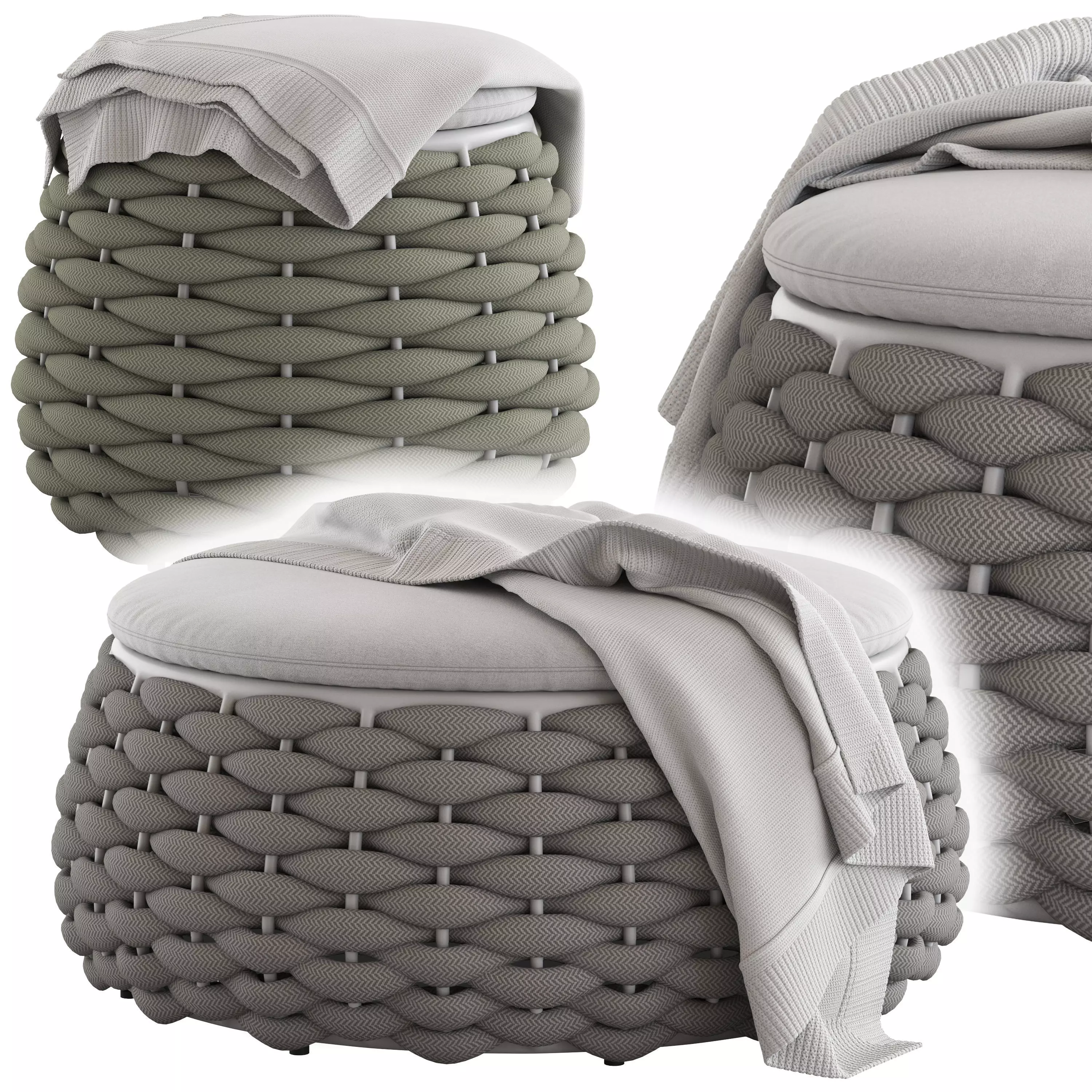 Globewest Kai Outdoor Woven Ottoman2 3D model_0