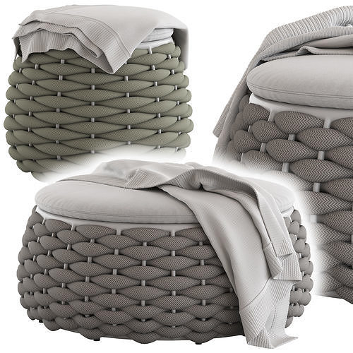 Globewest Kai Outdoor Woven Ottoman2 3D model