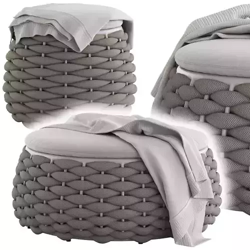 Globewest Kai Outdoor Woven Ottoman2
