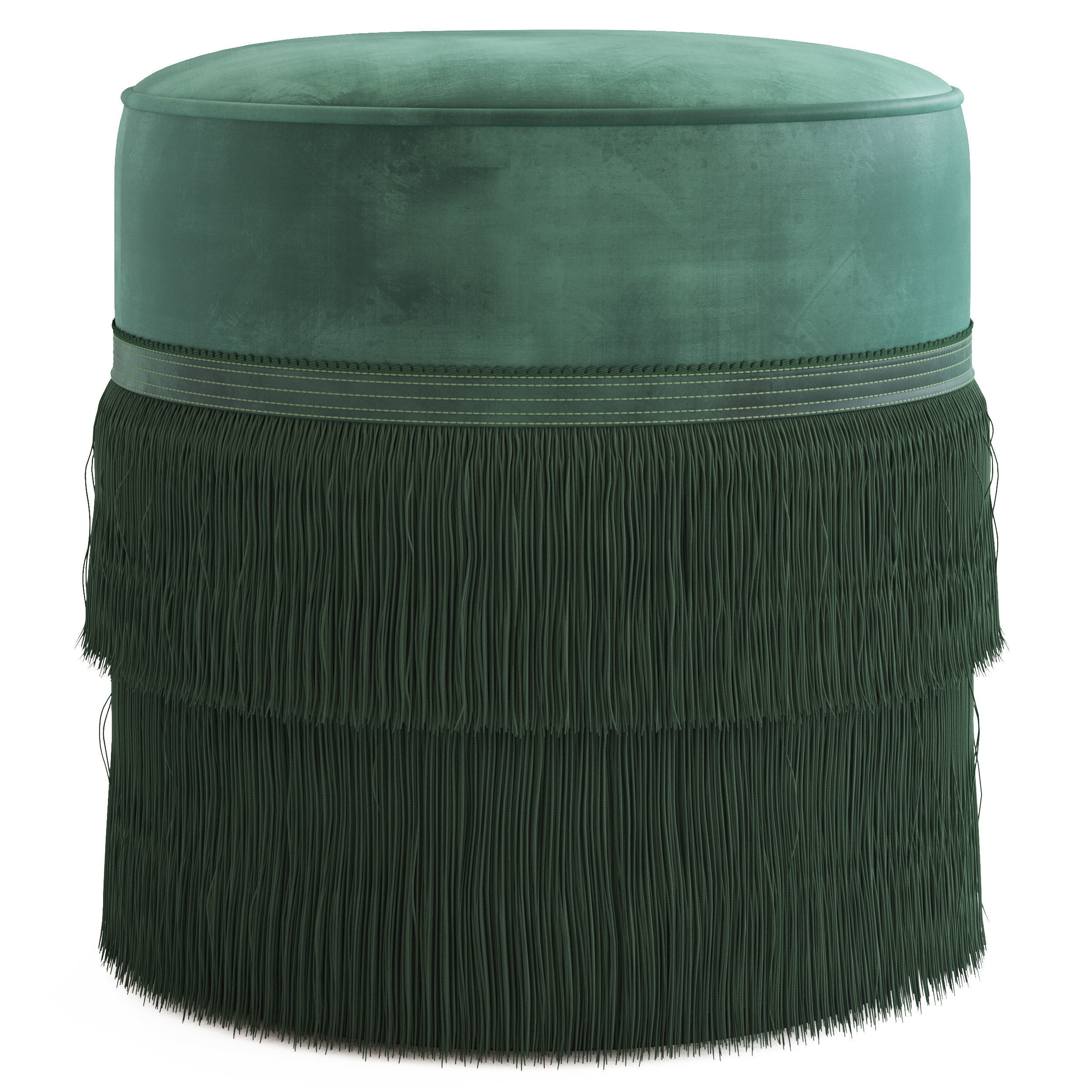 Globewest Kennedy Fringed Ottoman 3D model_2