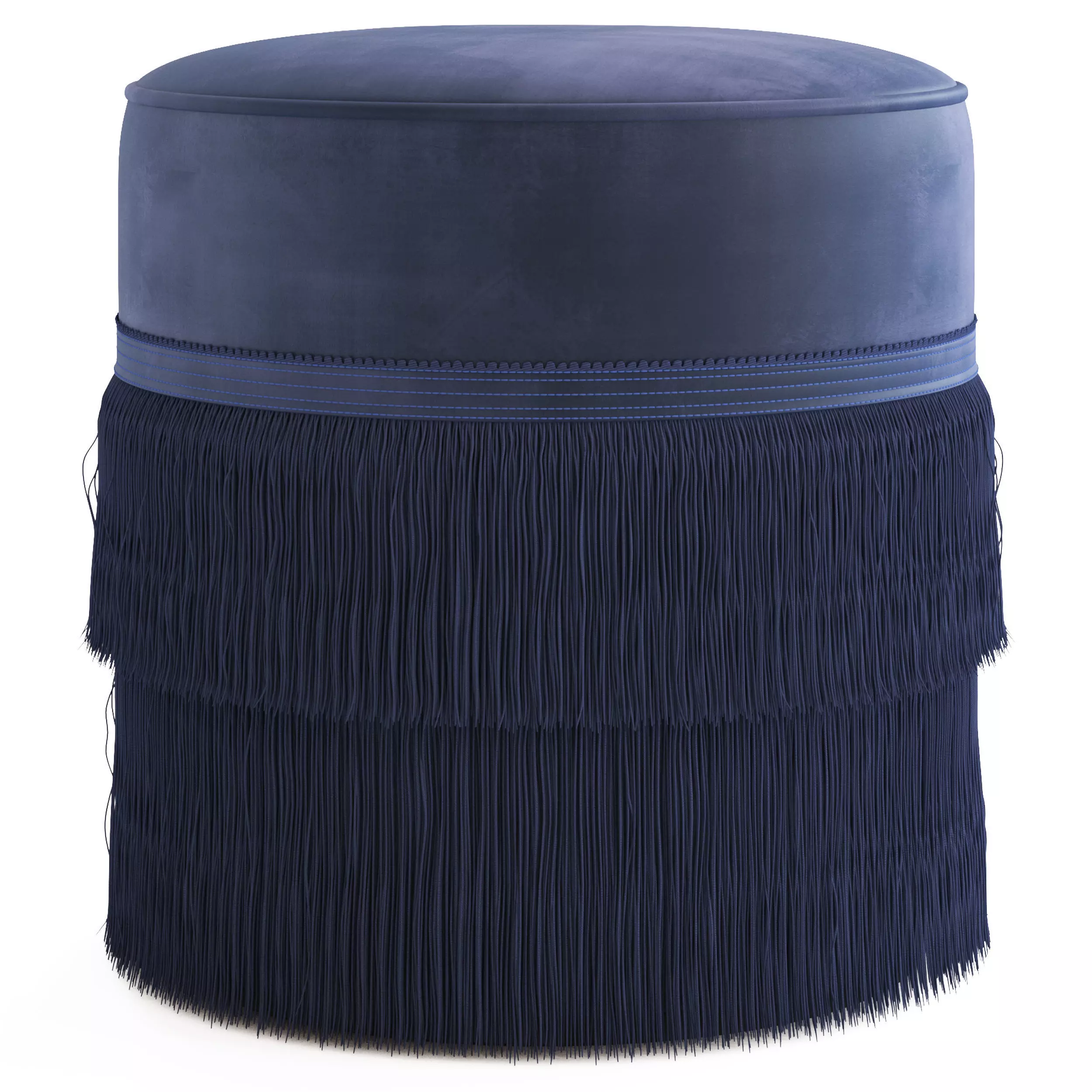 Globewest Kennedy Fringed Ottoman 3D model_0