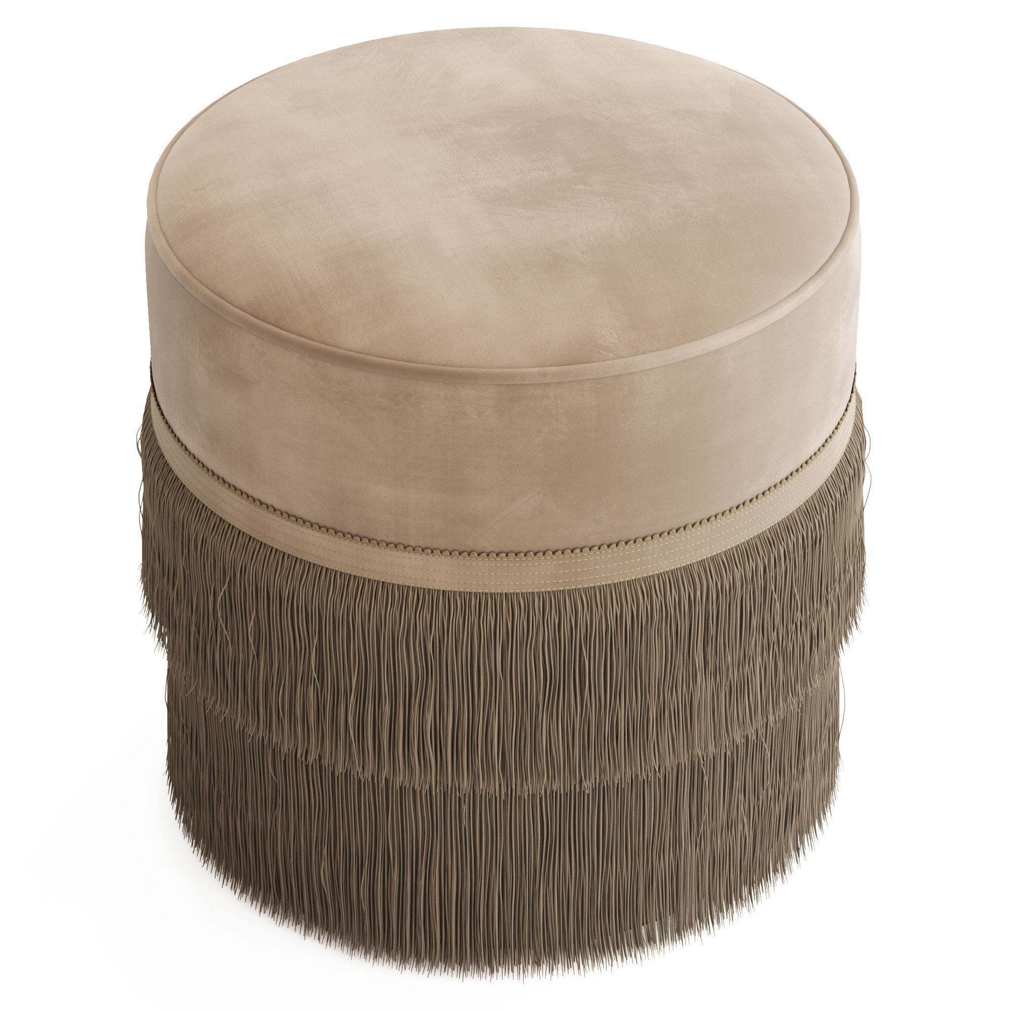 Globewest Kennedy Fringed Ottoman 3D model_1