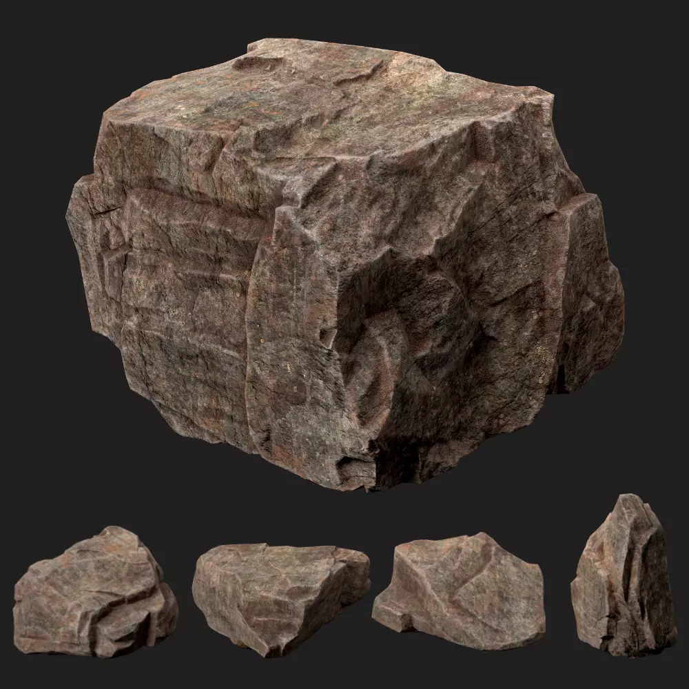 Nature rocks Low-poly 3D model_0