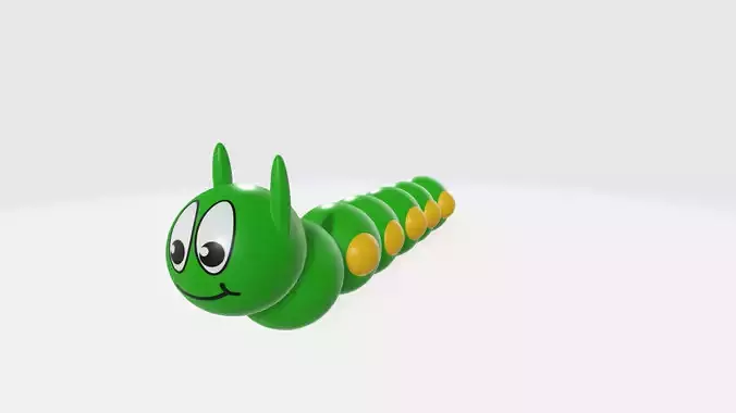 Cartoon Caterpillar High Poly