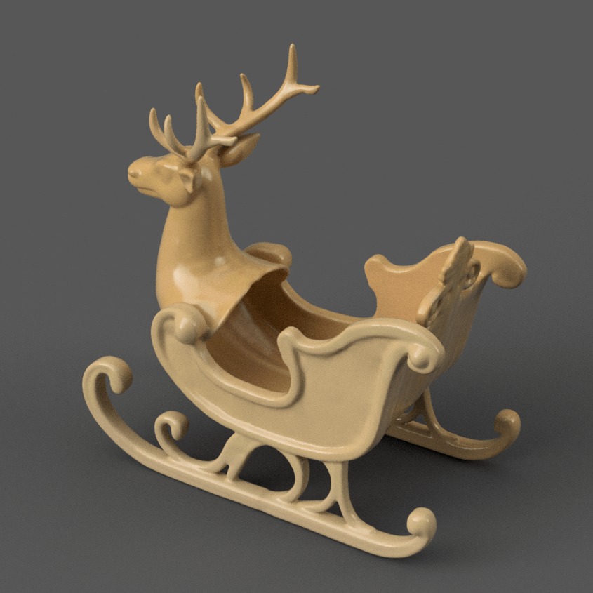 Santa Sleigh Christmas Decoration planter - vase - garden 15 3D print model_1