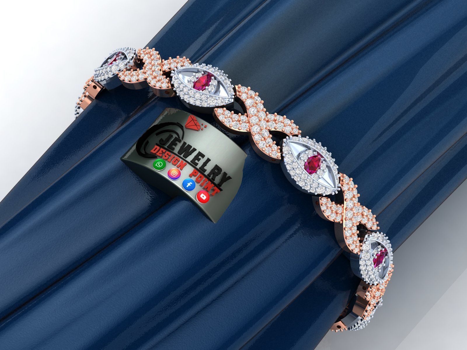 Custom Evil Eye with Infinity Link Bracelet - Devil Eye Bracelet 3D print model_3