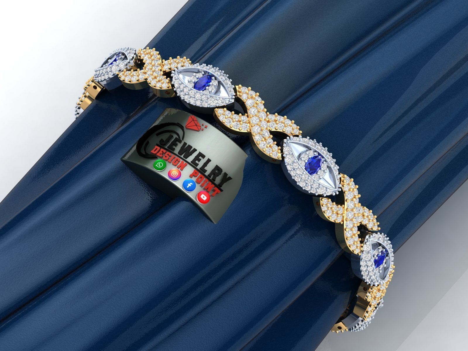 Custom Evil Eye with Infinity Link Bracelet - Devil Eye Bracelet 3D print model_2