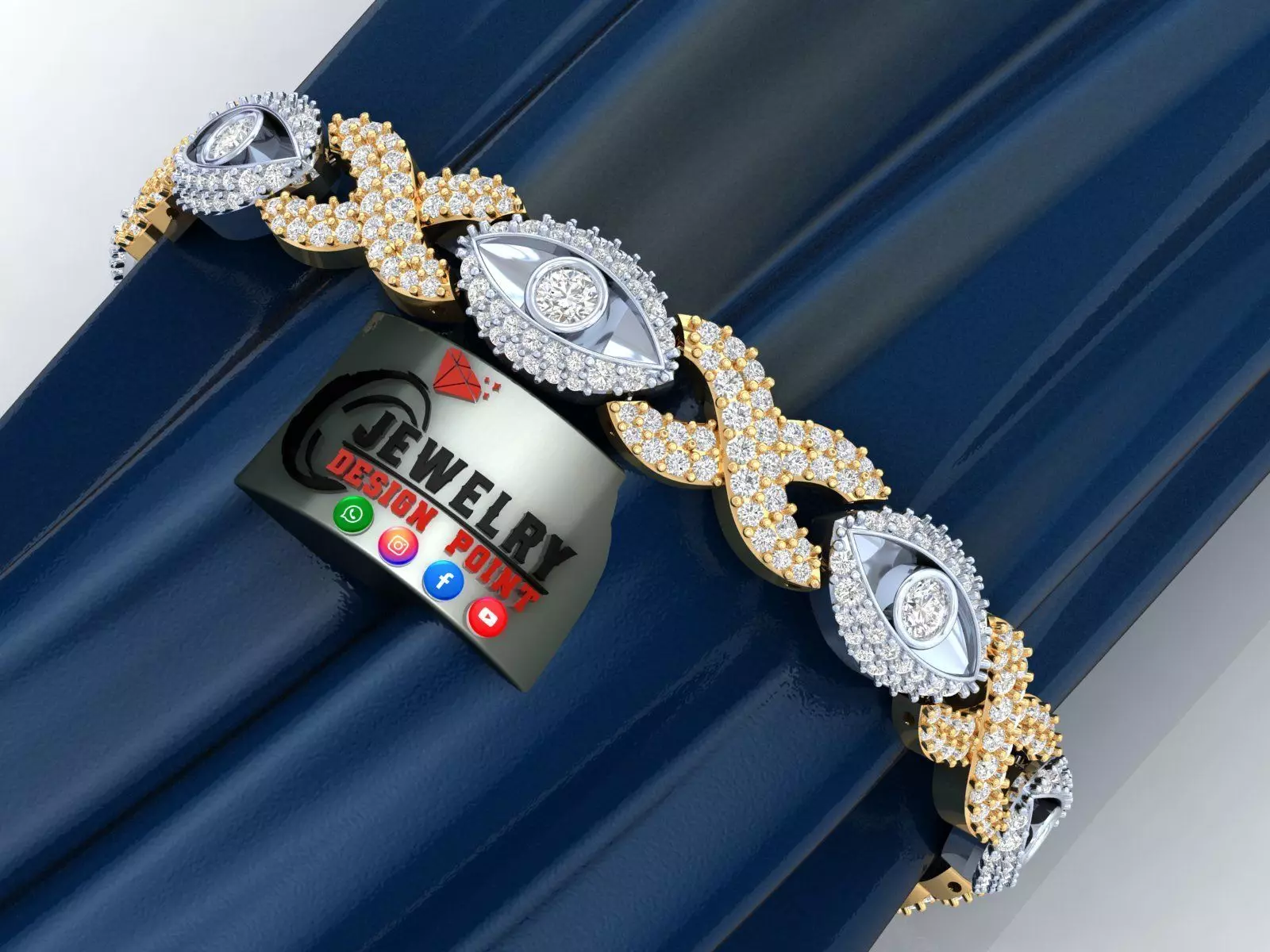 Custom Evil Eye with Infinity Link Bracelet - Devil Eye Bracelet 3D print model_0