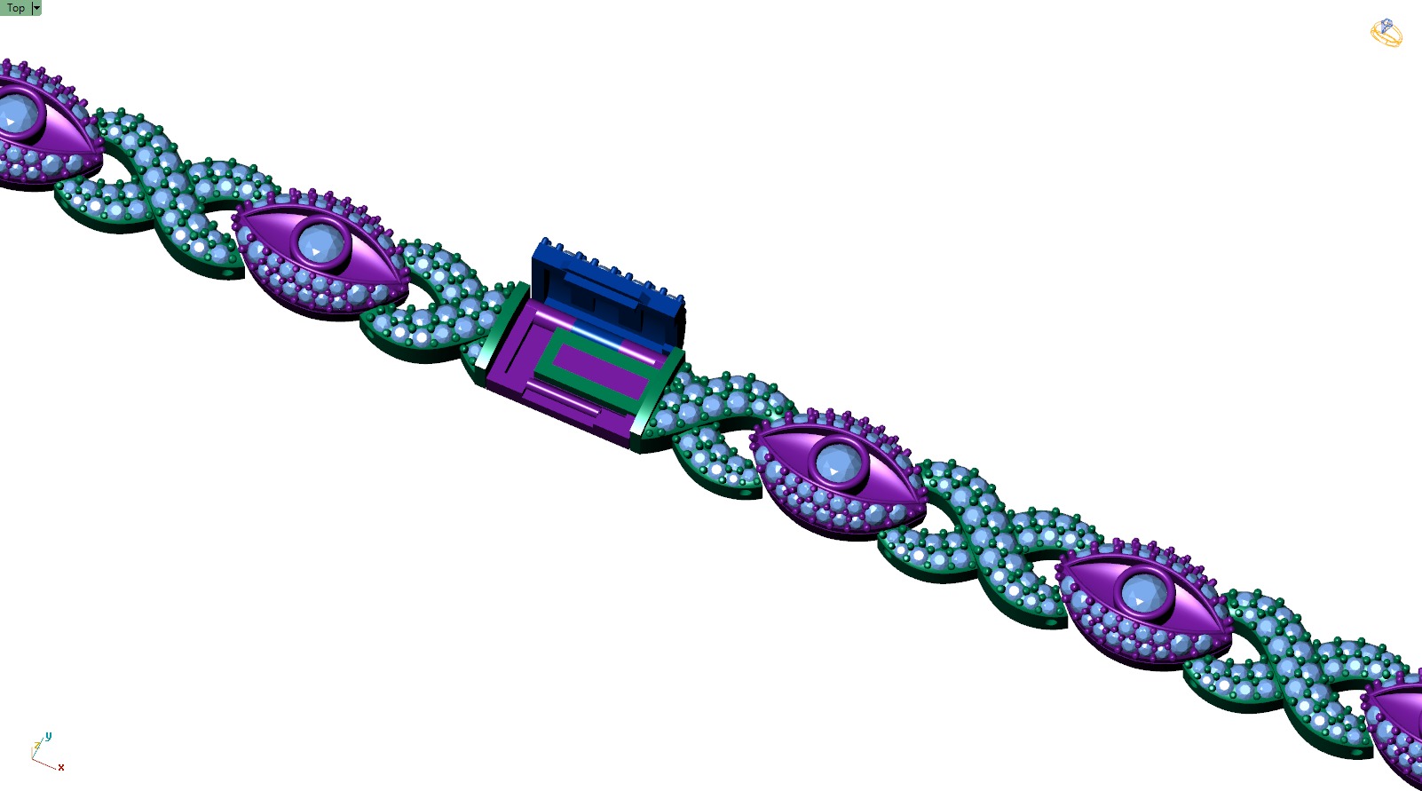 Custom Evil Eye with Infinity Link Bracelet - Devil Eye Bracelet 3D print model_9