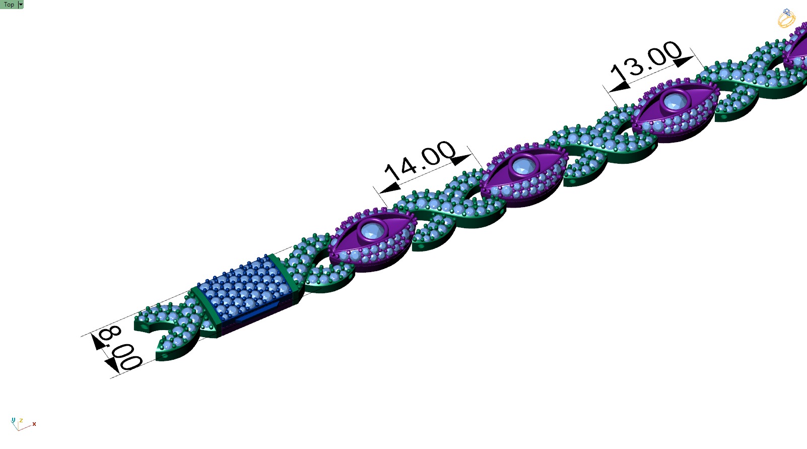 Custom Evil Eye with Infinity Link Bracelet - Devil Eye Bracelet 3D print model_7