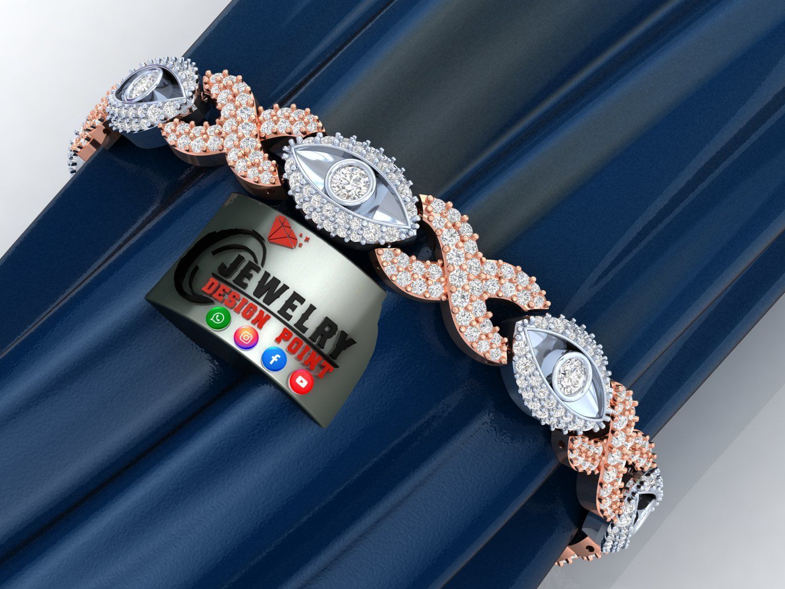 Custom Evil Eye with Infinity Link Bracelet - Devil Eye Bracelet 3D print model_2