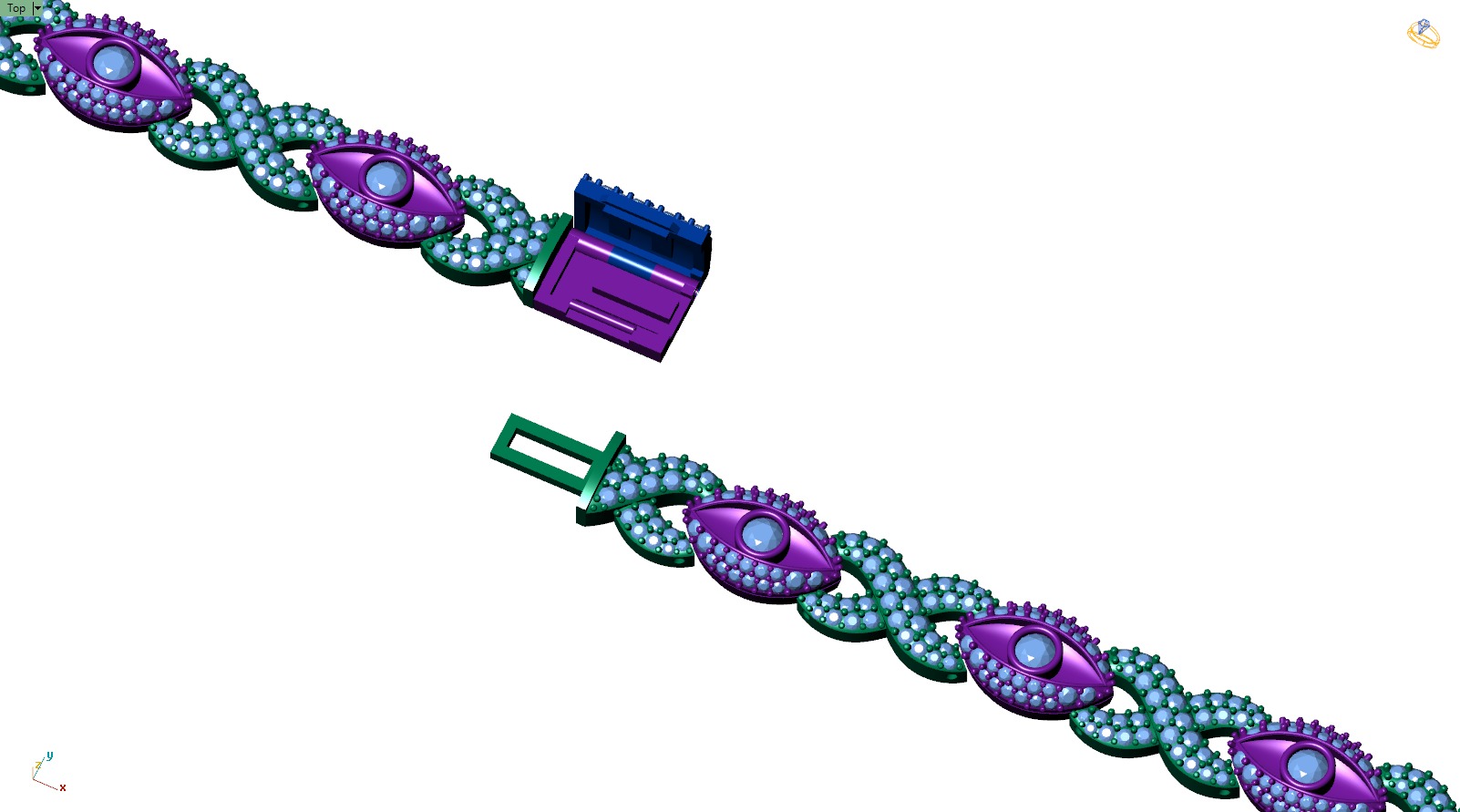 Custom Evil Eye with Infinity Link Bracelet - Devil Eye Bracelet 3D print model_8