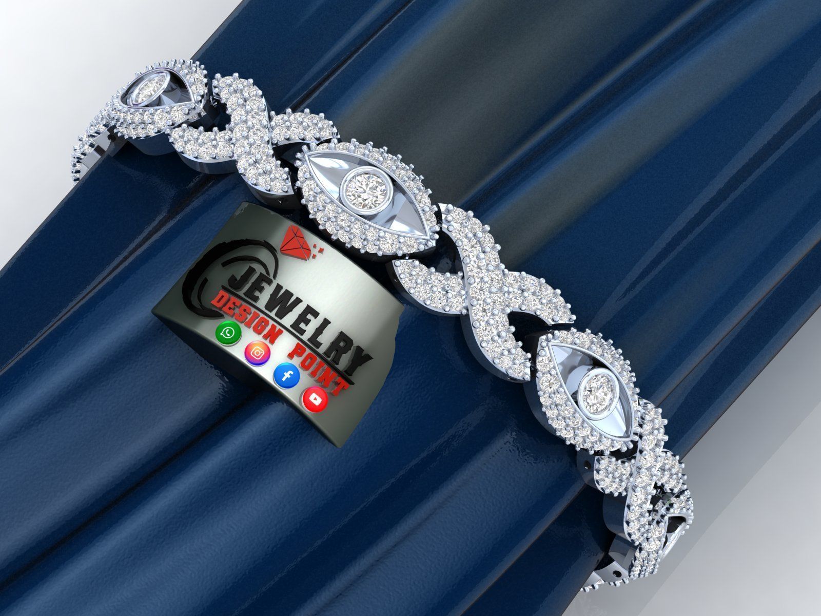 Custom Evil Eye with Infinity Link Bracelet - Devil Eye Bracelet 3D print model_3