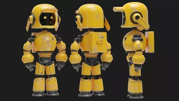 Cute smart robo worker  Low-poly 3D model_0