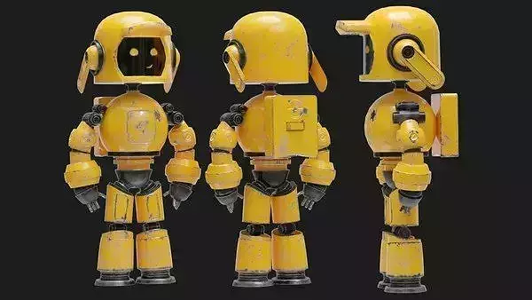 Cute smart robo worker  Low-poly 3D model