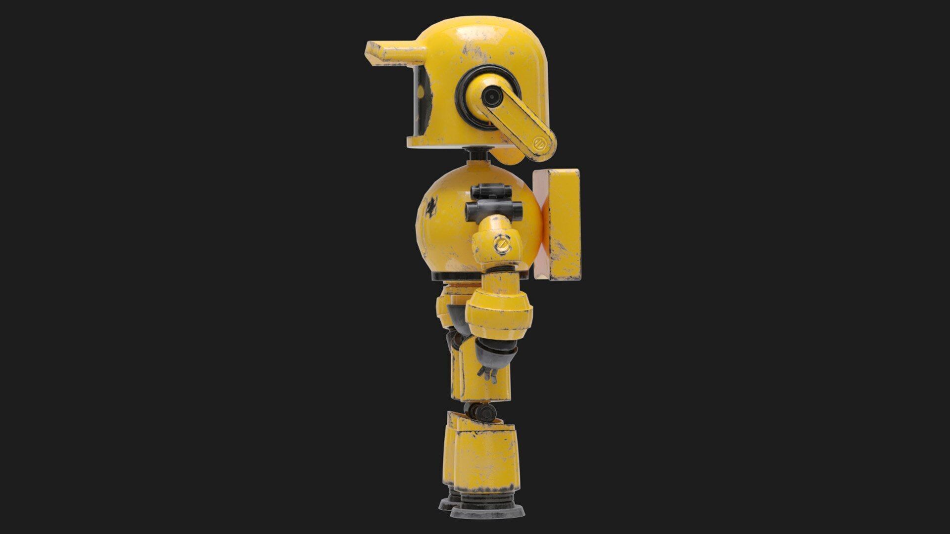 Cute smart robo worker  Low-poly 3D model_1