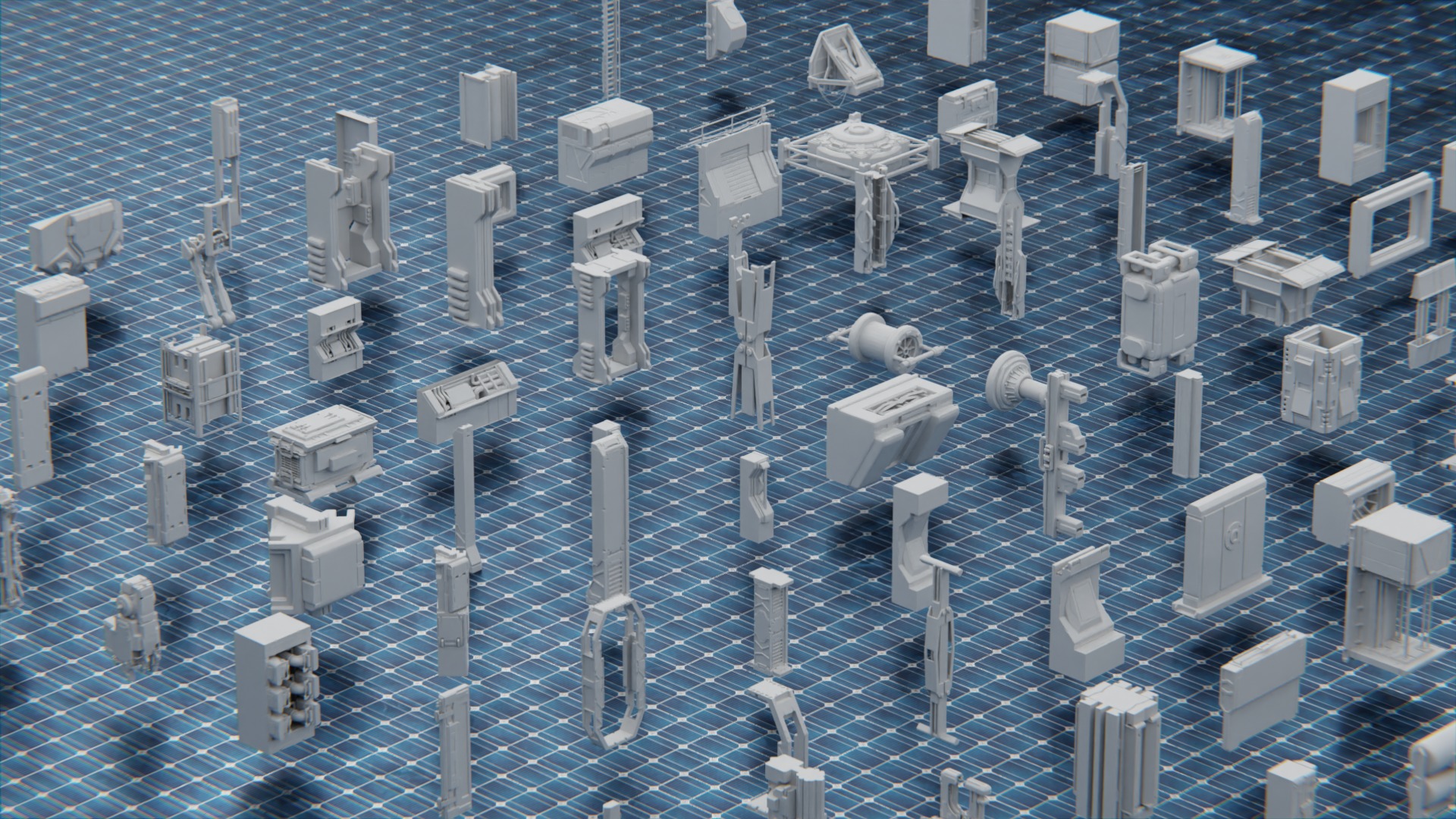 750 PART SCIFI KITBASH Low-poly 3D model_4