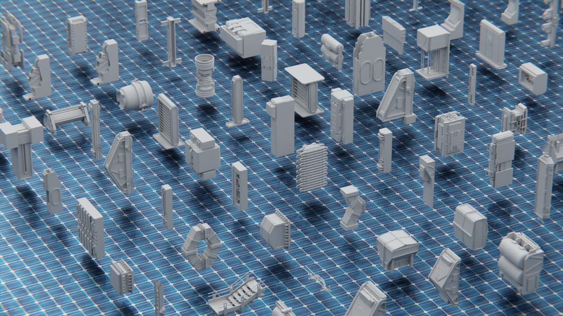 750 PART SCIFI KITBASH Low-poly 3D model_5