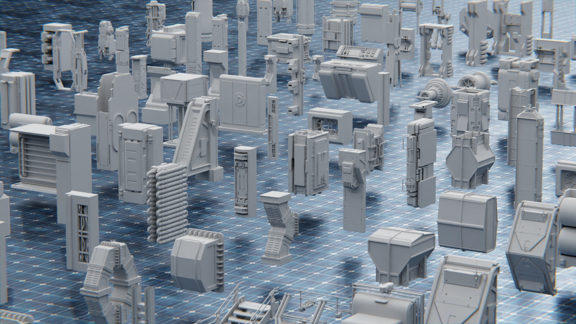 750 PART SCIFI KITBASH Low-poly 3D model_6