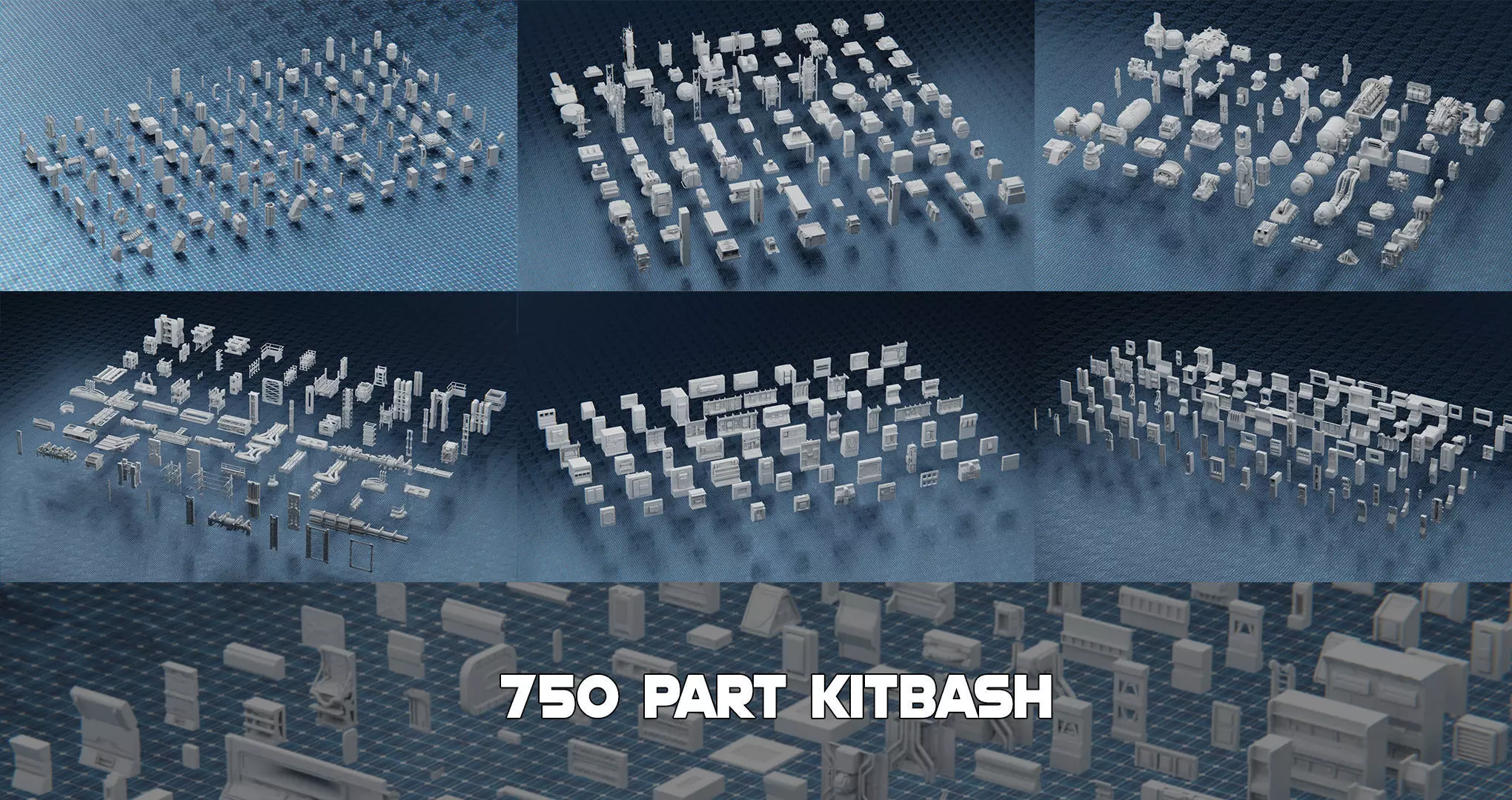 750 PART SCIFI KITBASH Low-poly 3D model_0
