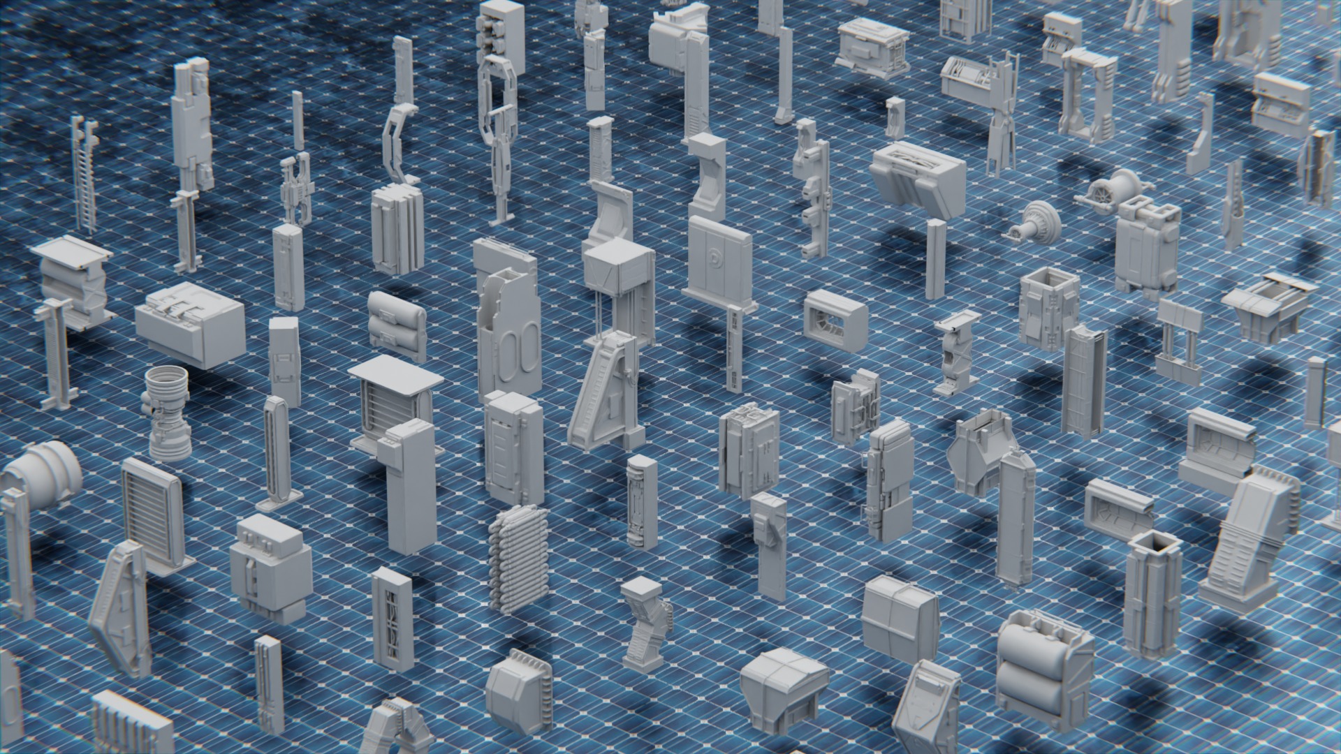 750 PART SCIFI KITBASH Low-poly 3D model_2