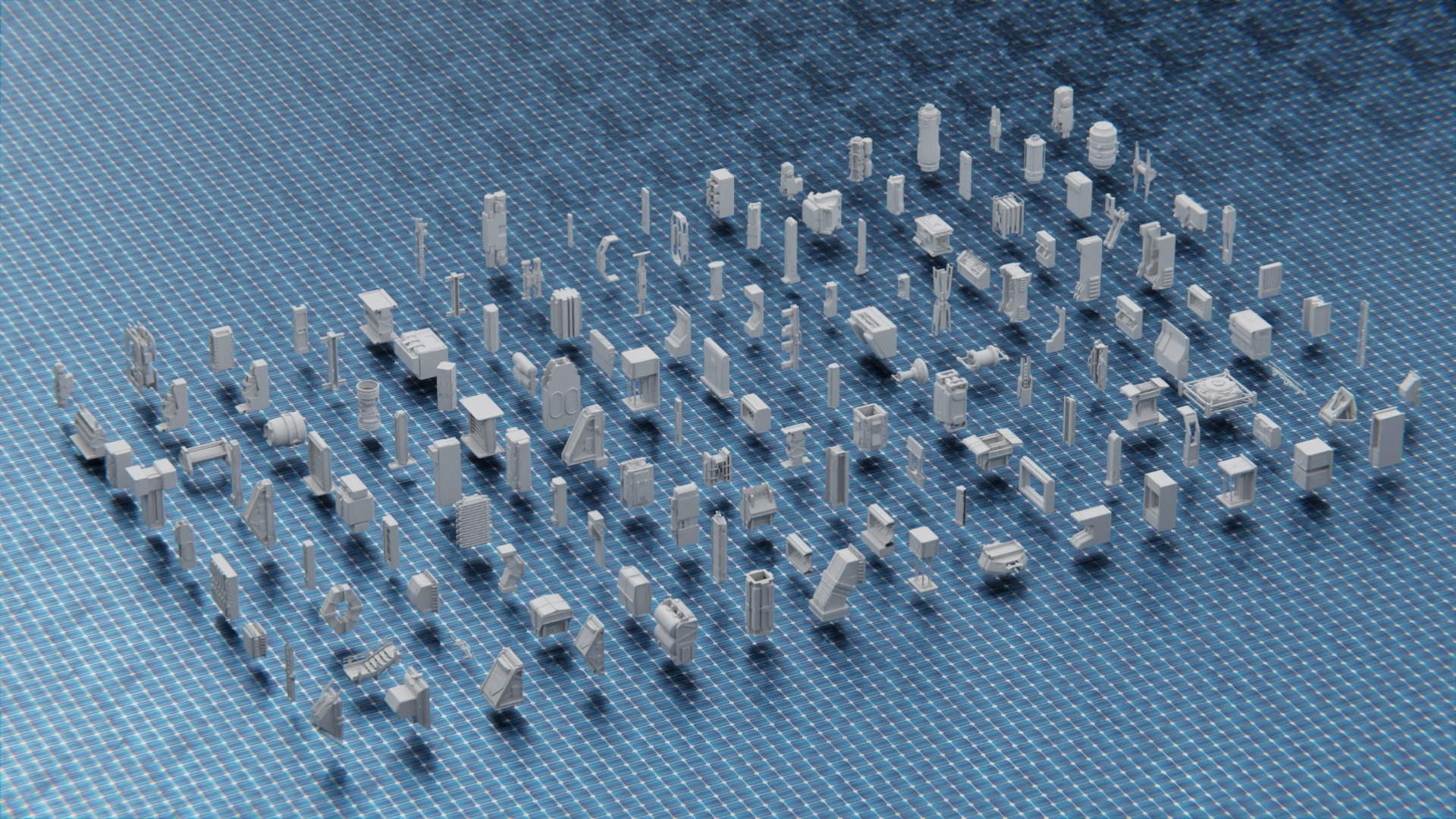 750 PART SCIFI KITBASH Low-poly 3D model_1