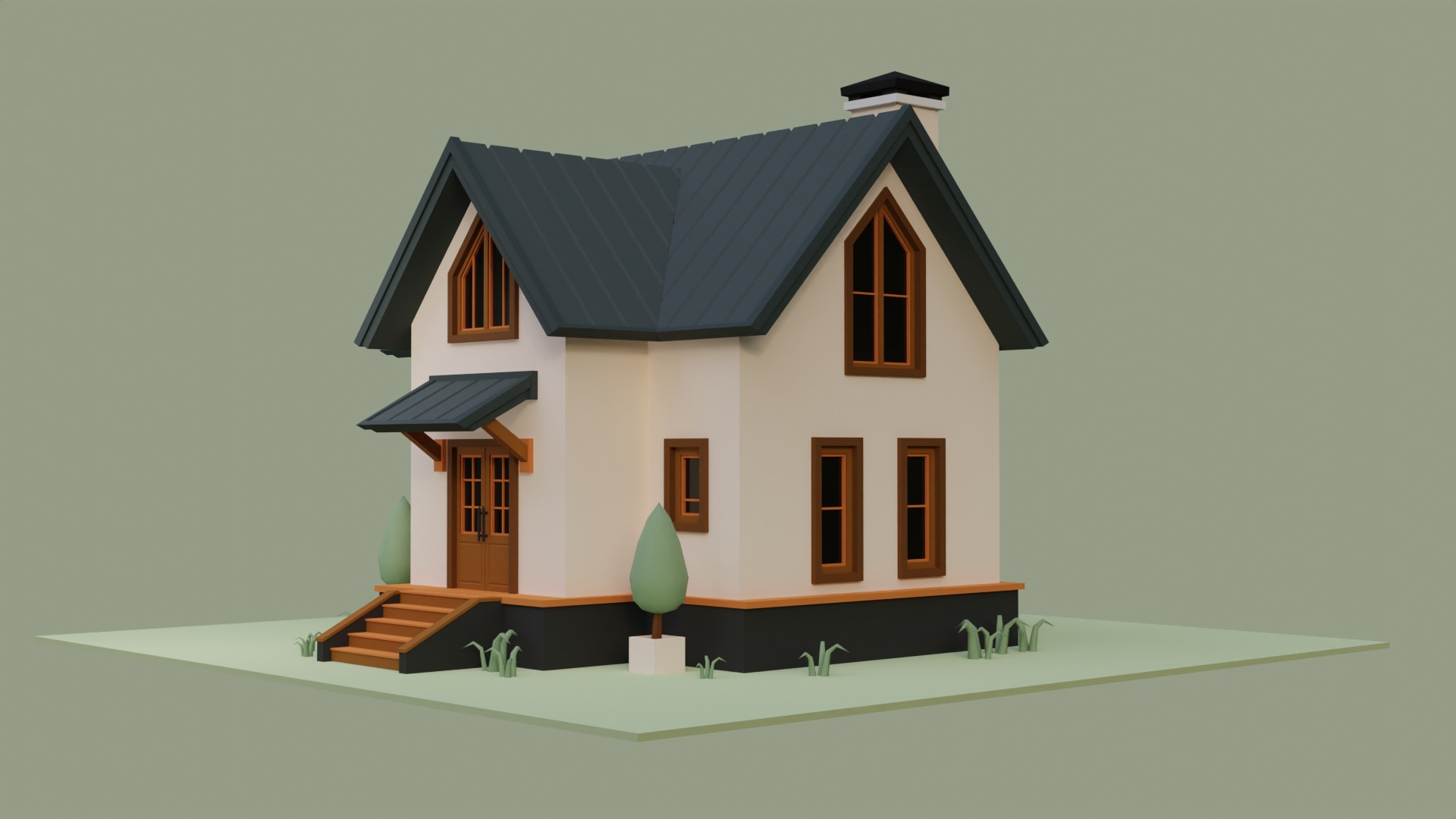 Low Ploy House II Low-poly 3D model_8