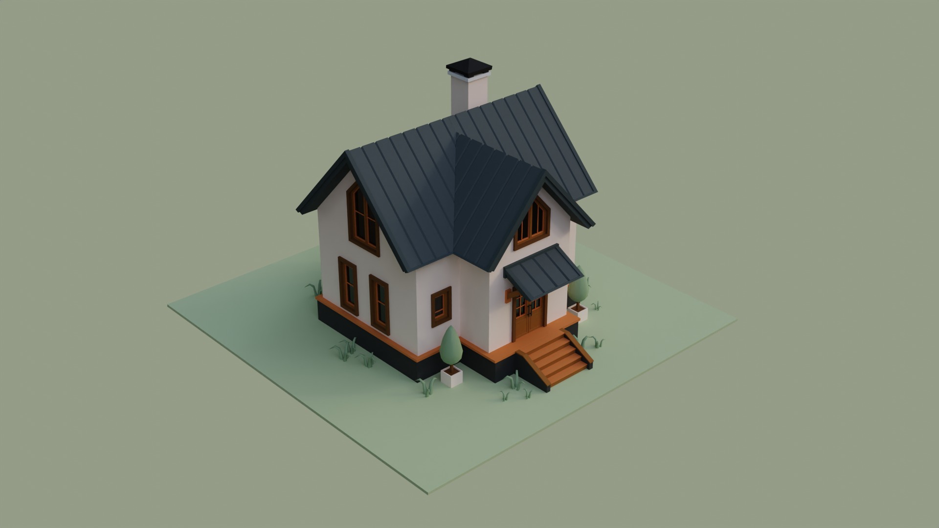 Low Ploy House II Low-poly 3D model_9