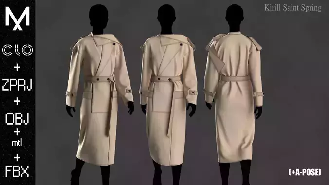 New Coats Female Marvelous designer Clo3d OBJ mtl FBX ZPRJ