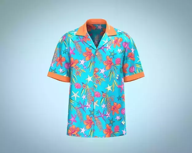 Mens resort shirt with all over floral print 