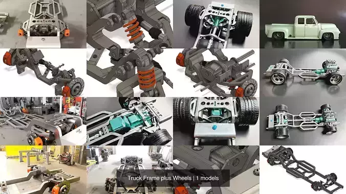 Truck Frame plus Wheels 3D Model Collection