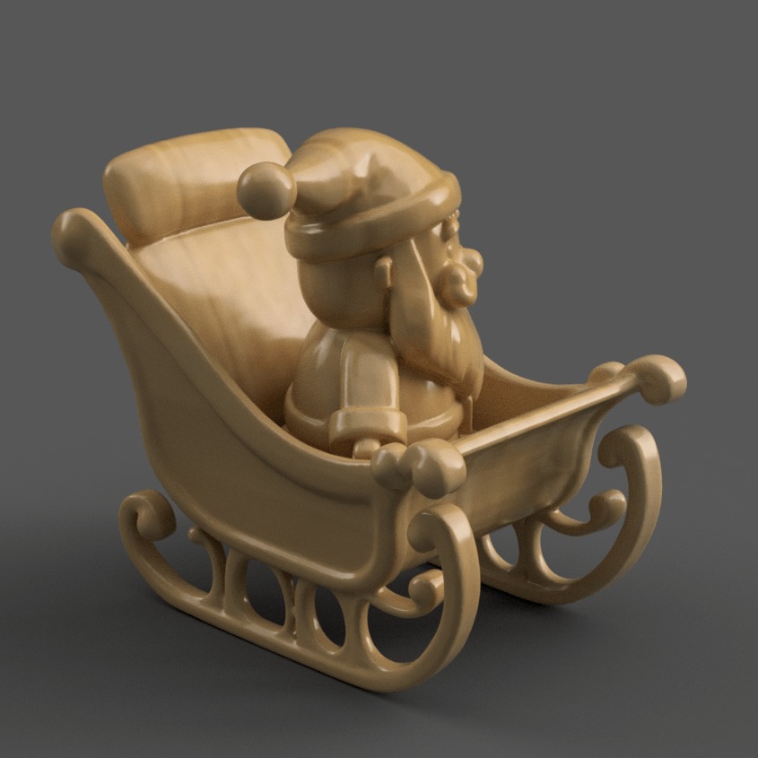 Santa Sitting in Sleigh 3D Festive Design for Holiday Decor 3D print model_1