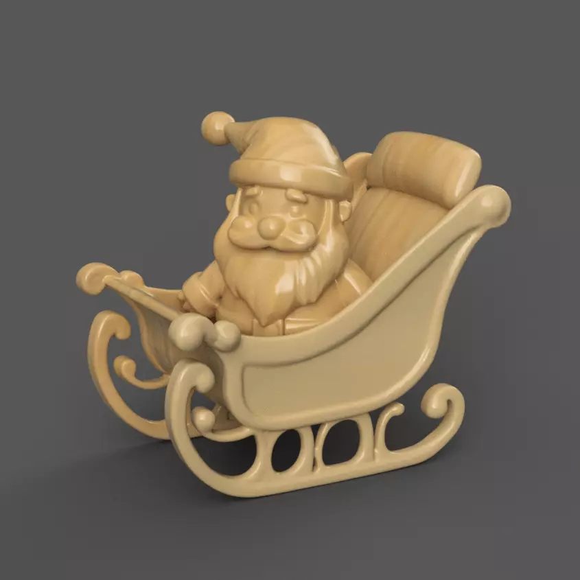 Santa Sitting in Sleigh 3D Festive Design for Holiday Decor 3D print model_0