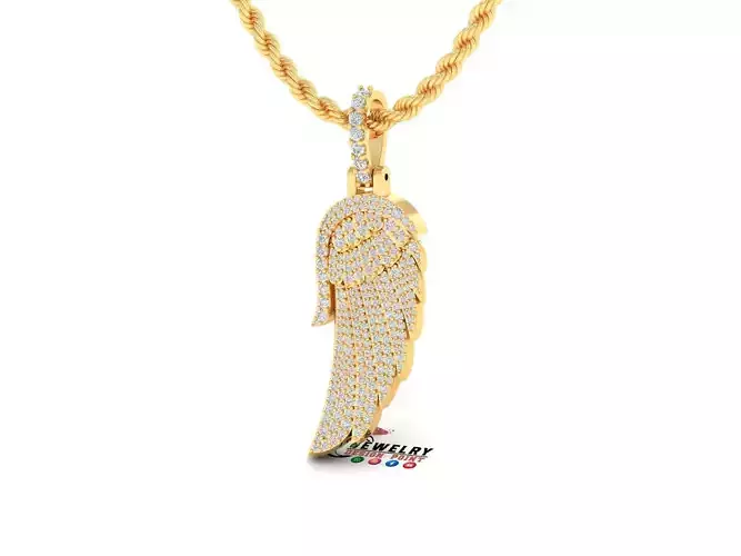 Custom Angel Wing Diamond Pendant - Wing Charm Necklace