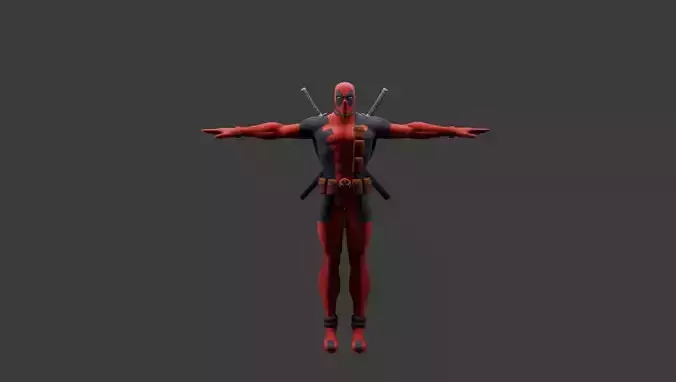 Dead Pool Rigged Low-poly 3D model