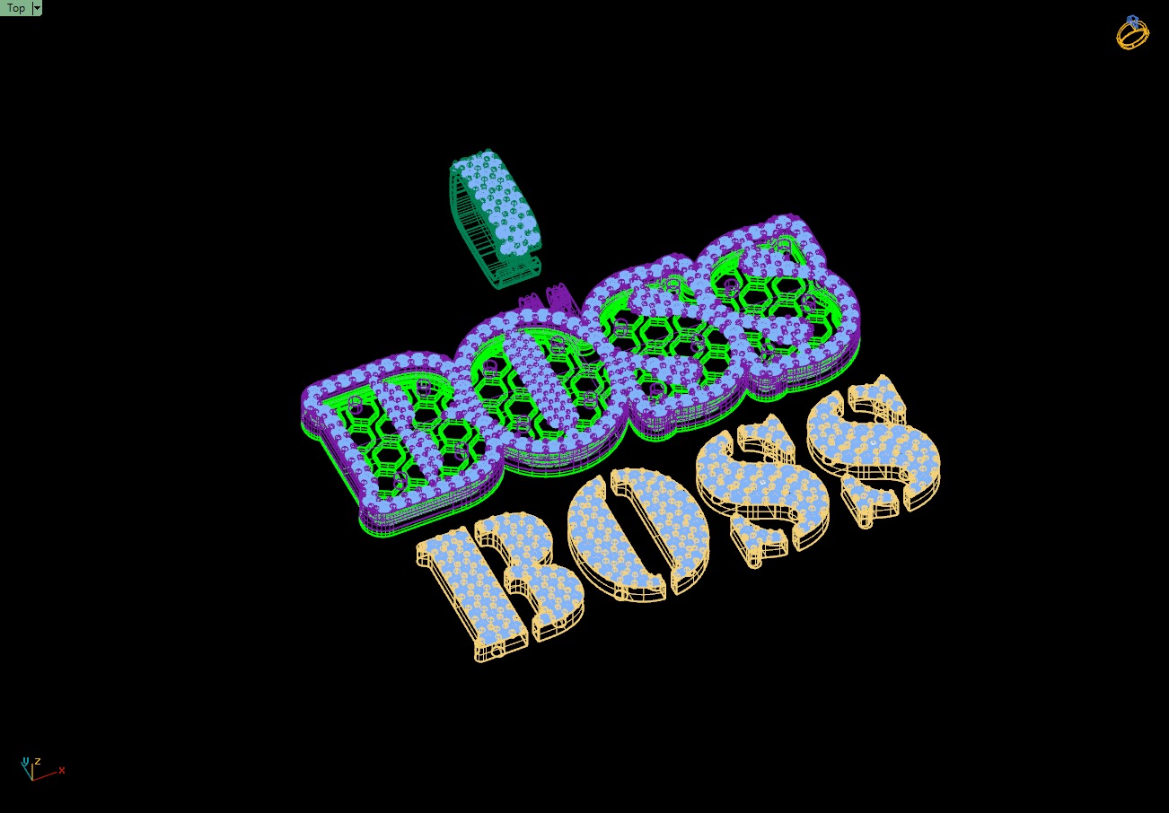 Custom Boss Name Double Layer Diamond Pendant - Boss Necklace 3D print model_15