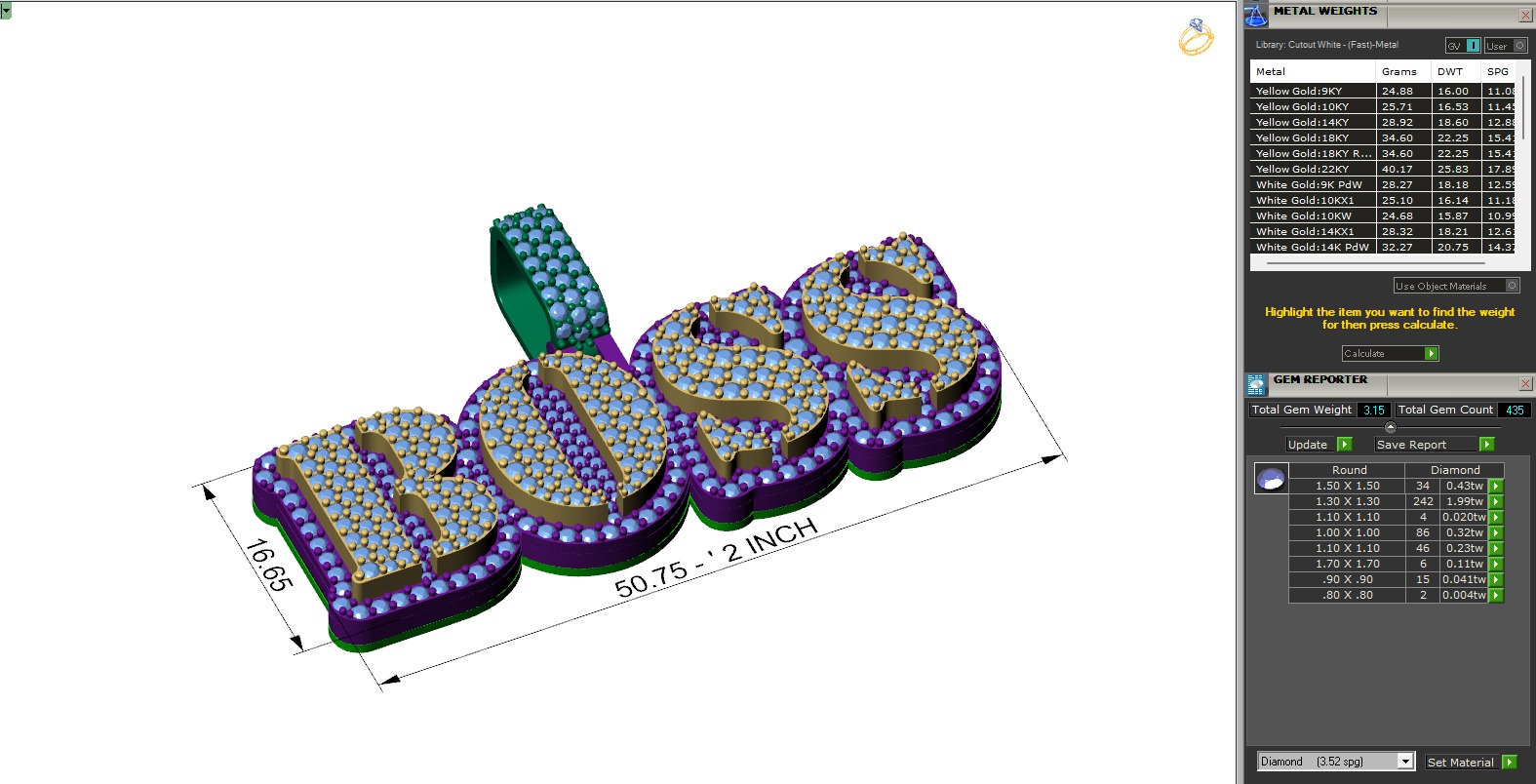 Custom Boss Name Double Layer Diamond Pendant - Boss Necklace 3D print model_6