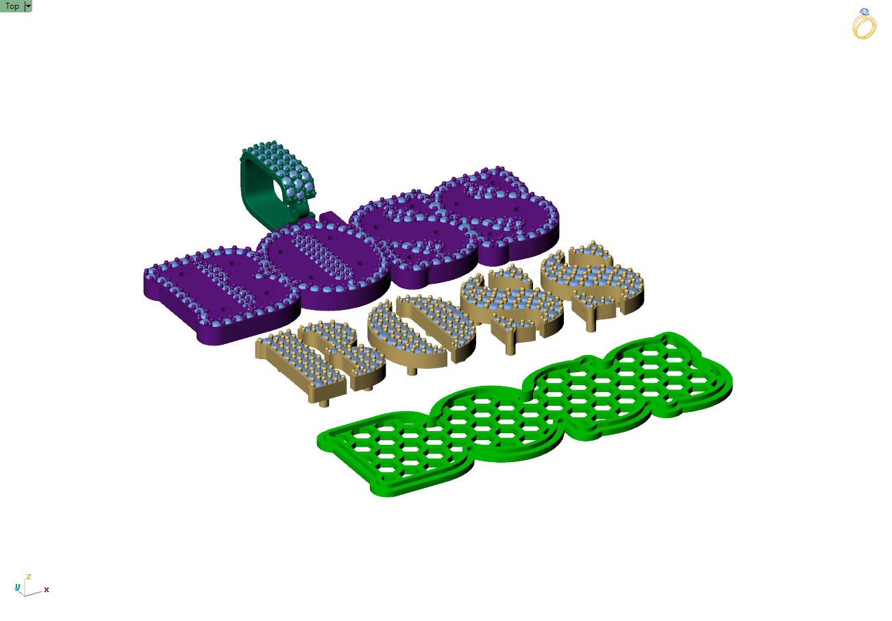 Custom Boss Name Double Layer Diamond Pendant - Boss Necklace 3D print model_12