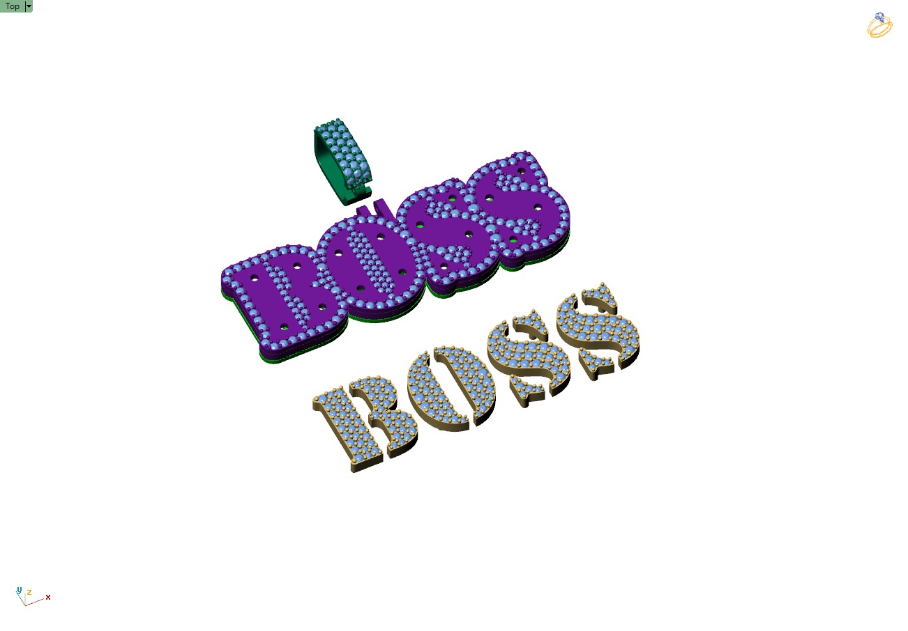 Custom Boss Name Double Layer Diamond Pendant - Boss Necklace 3D print model_10
