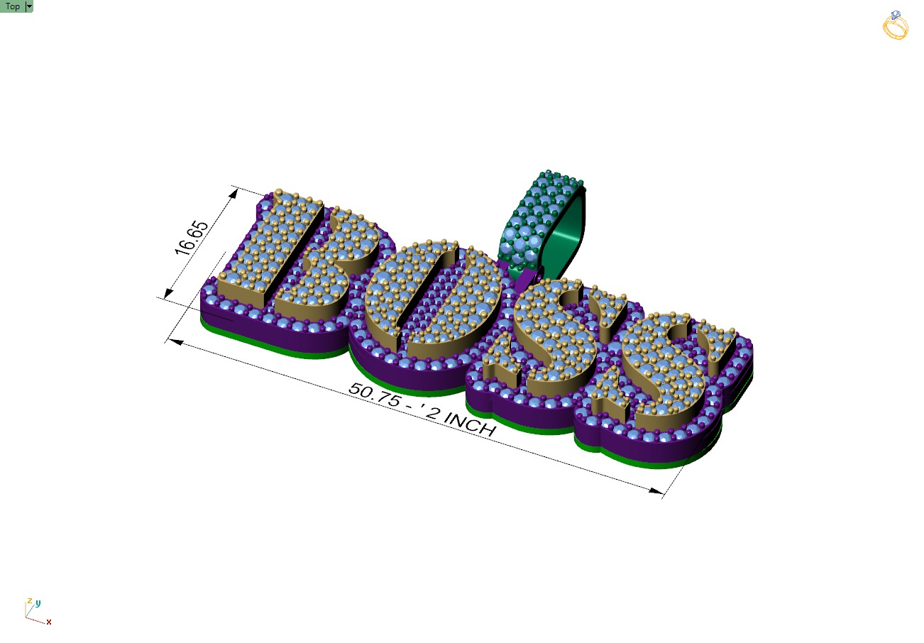 Custom Boss Name Double Layer Diamond Pendant - Boss Necklace 3D print model_8