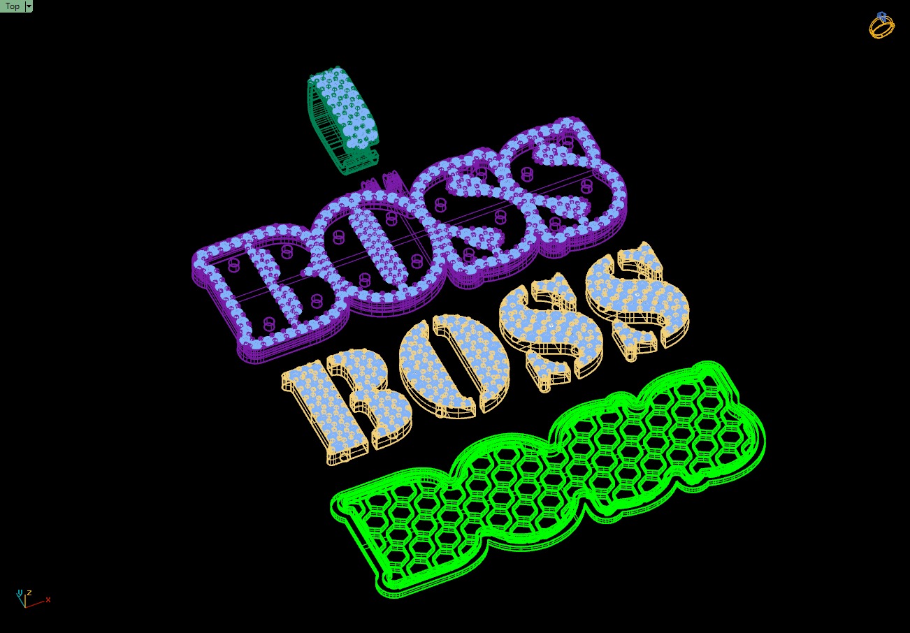 Custom Boss Name Double Layer Diamond Pendant - Boss Necklace 3D print model_16