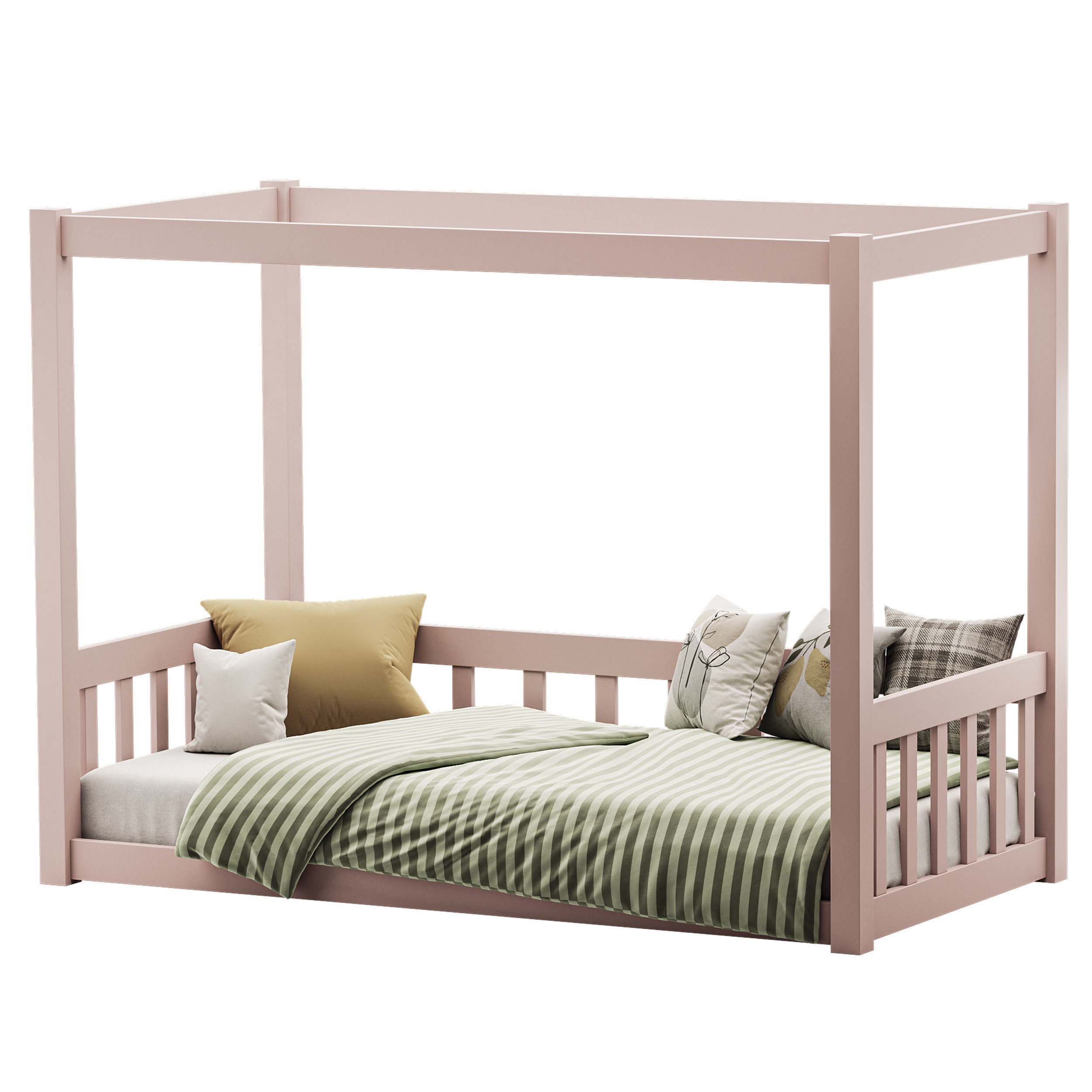 Floor Bed with Fence 3D model_1