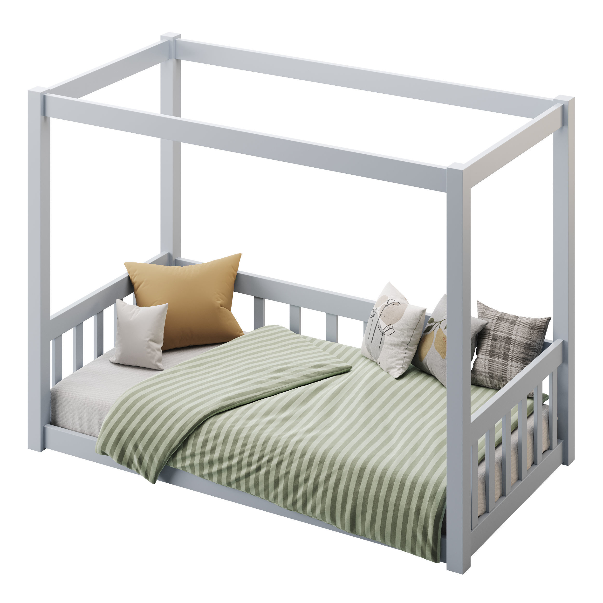Floor Bed with Fence 3D model_7