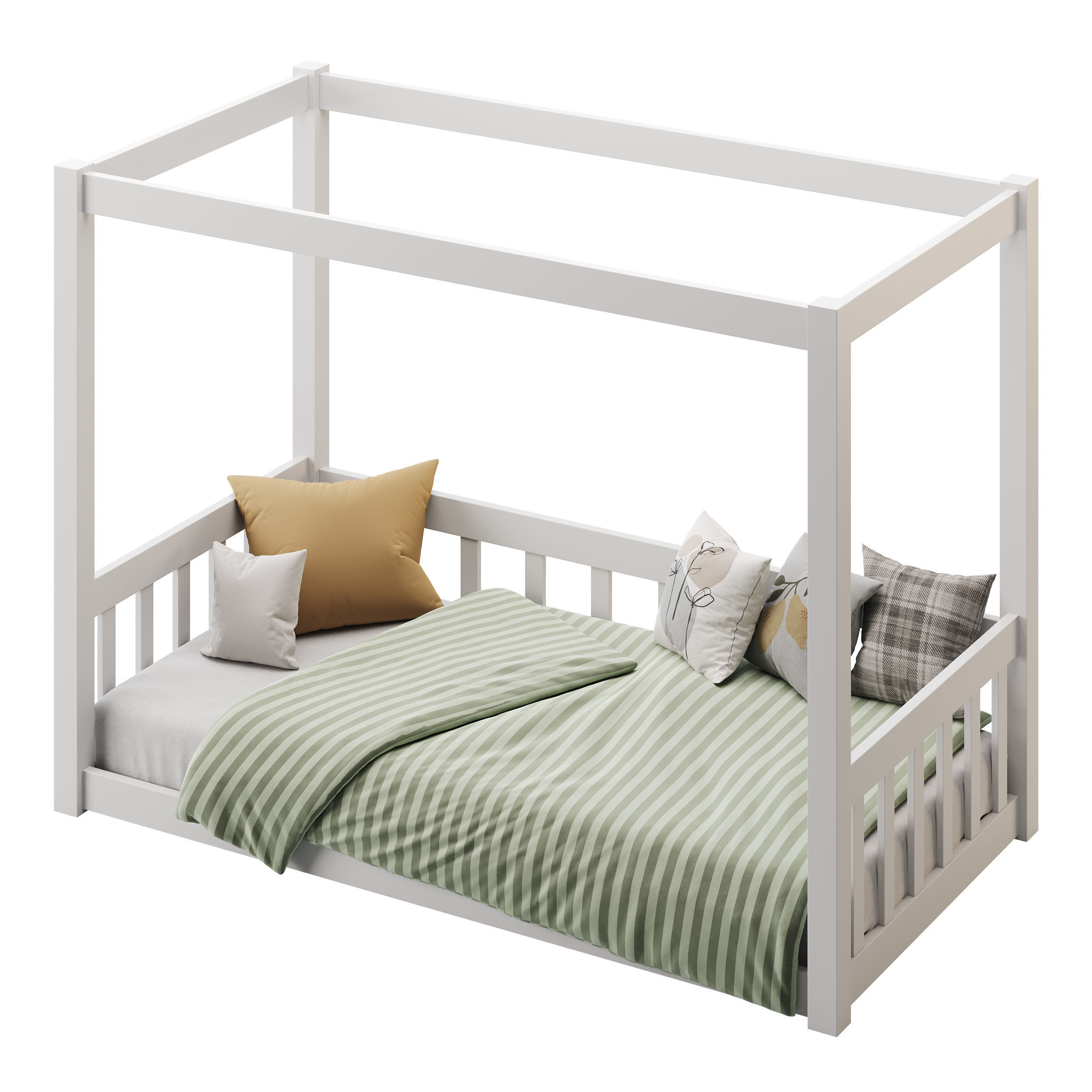 Floor Bed with Fence 3D model_3