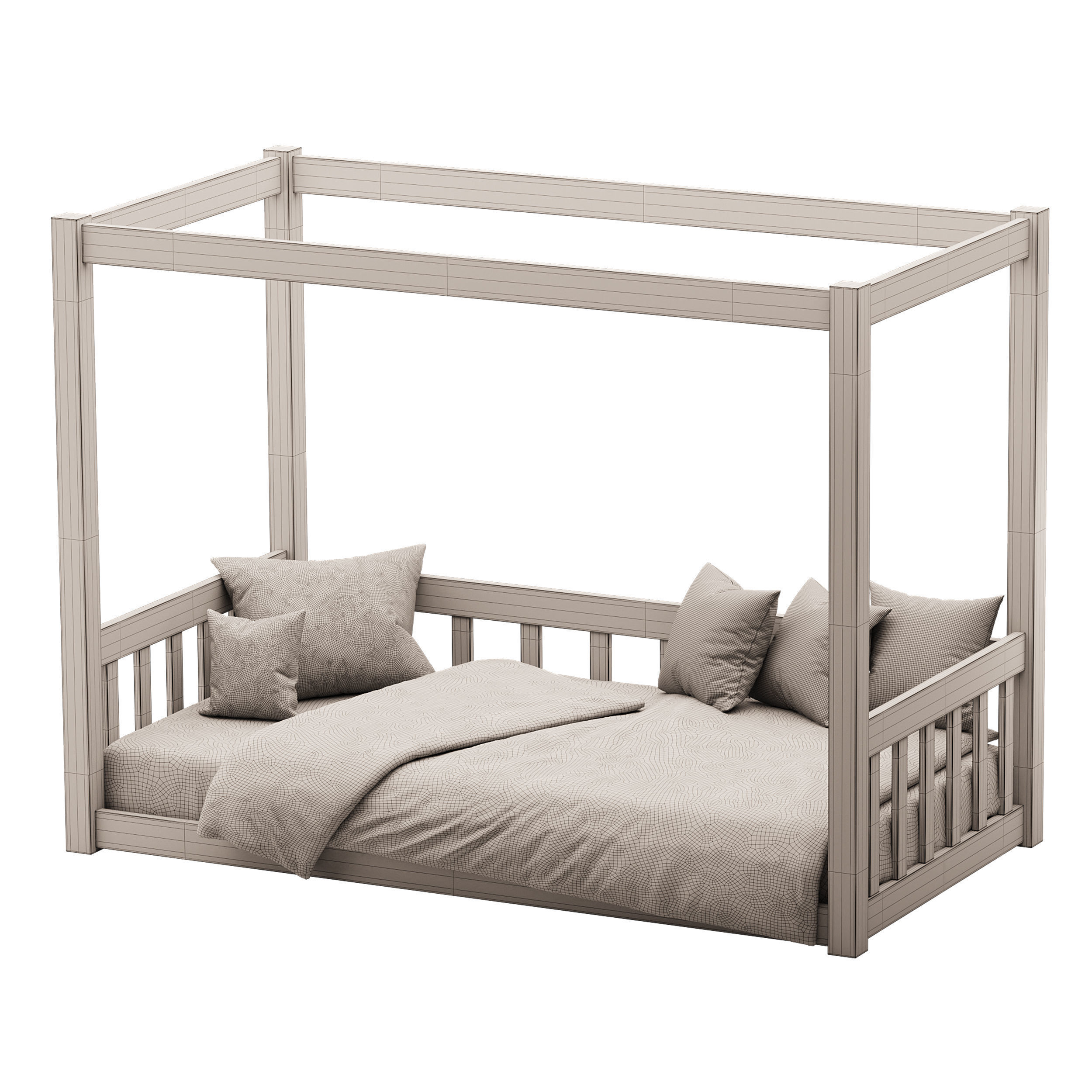 Floor Bed with Fence 3D model_13