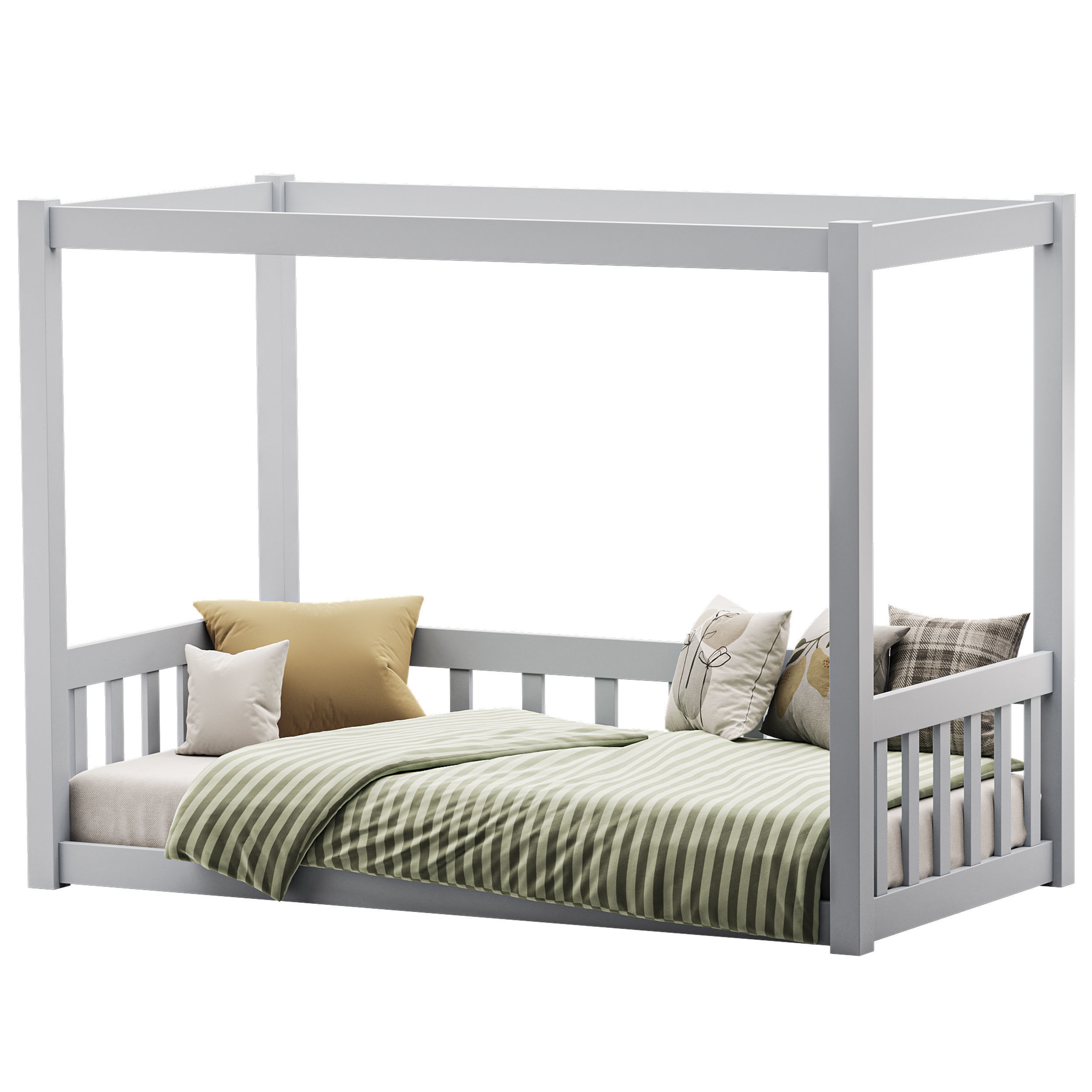 Floor Bed with Fence 3D model_2