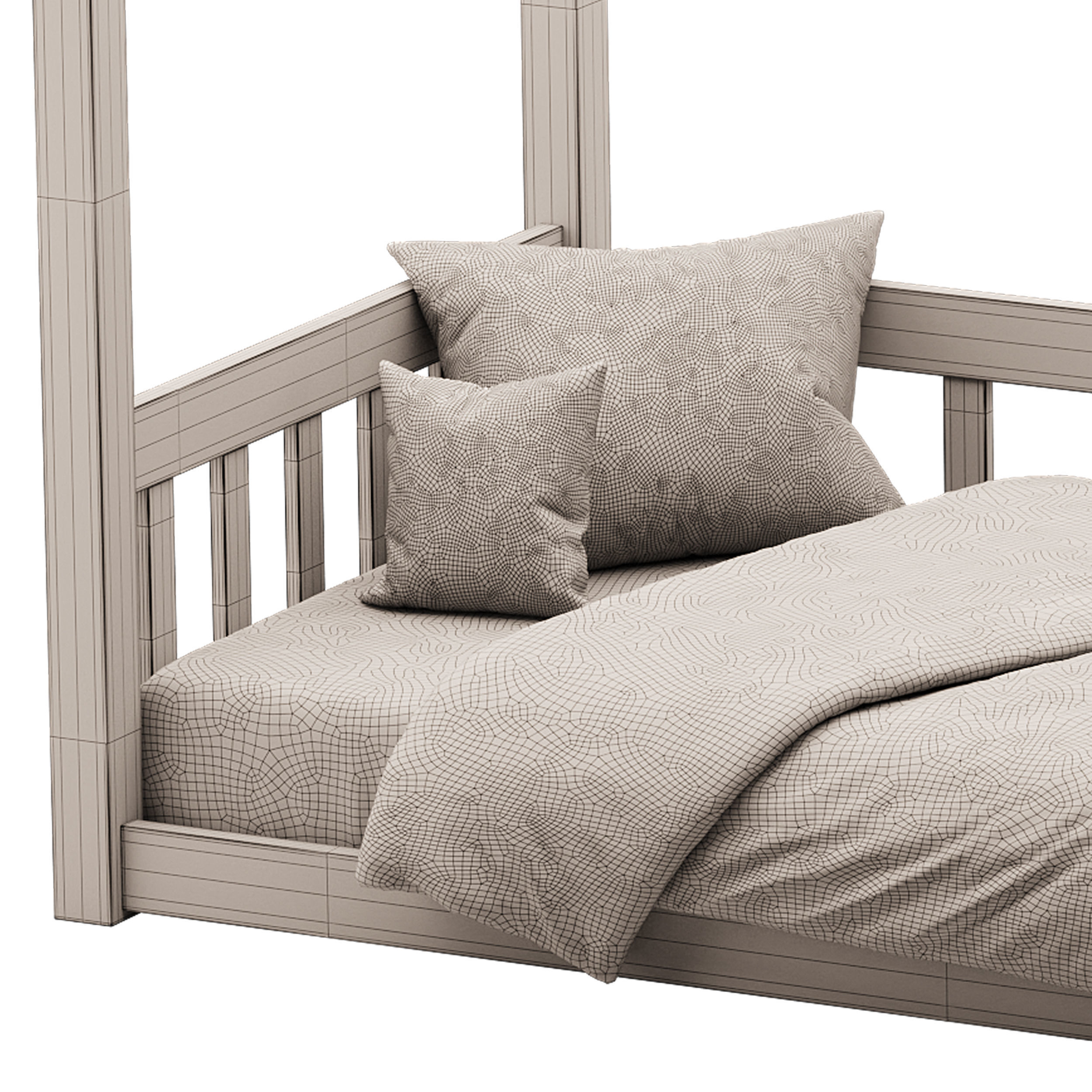 Floor Bed with Fence 3D model_14