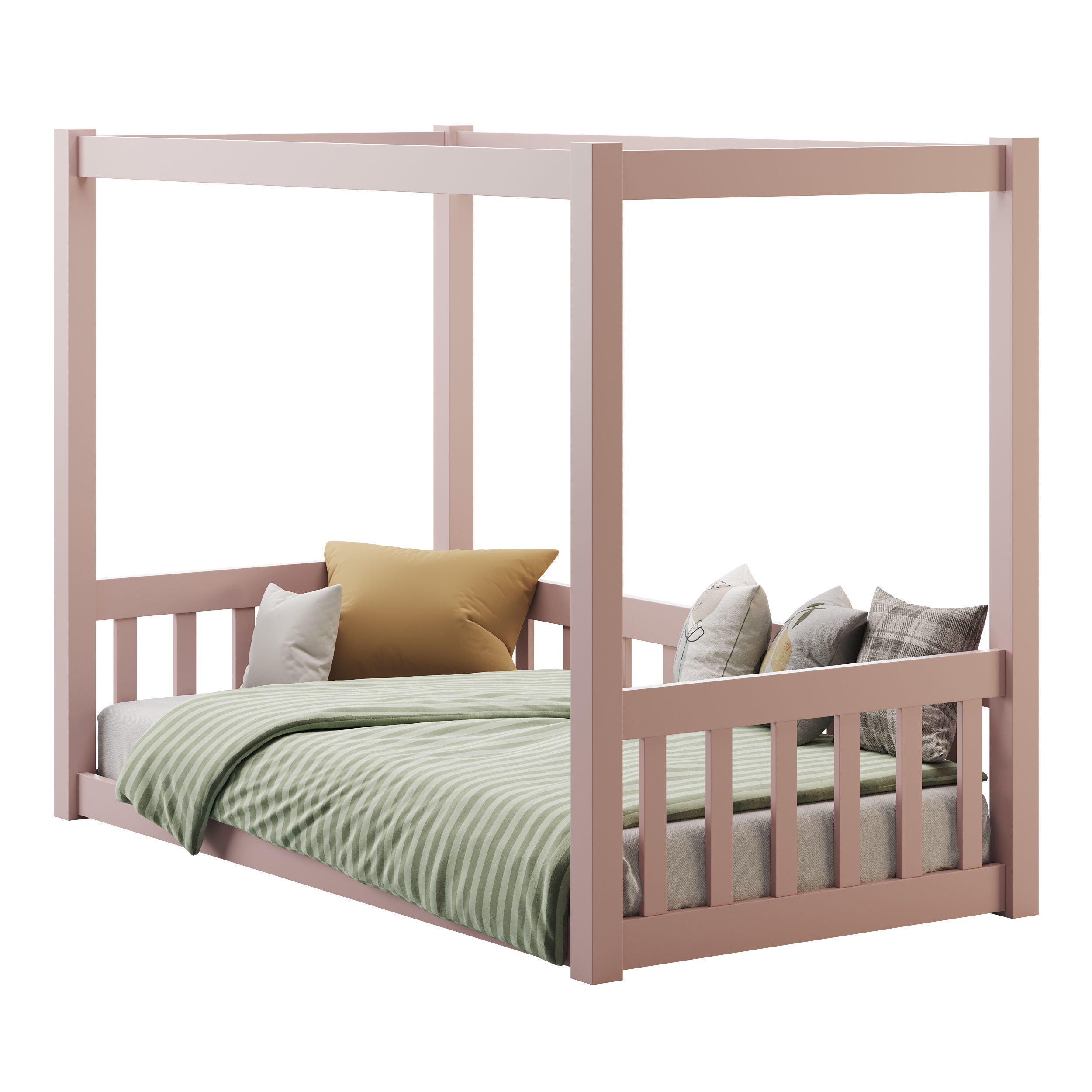 Floor Bed with Fence 3D model_6